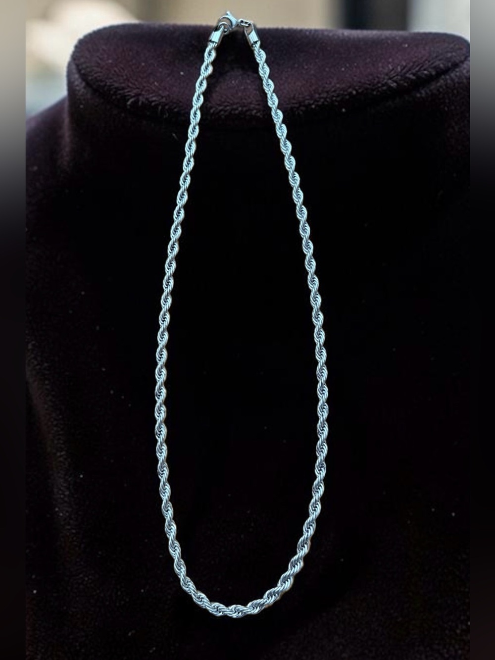Silver-Tone Rope Necklace 11 in